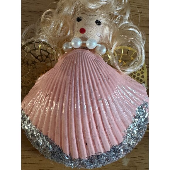 Angel & Fish Seashell Christmas Ornaments Set Beach Ocean Angel Art Sea - Picture 4 of 8